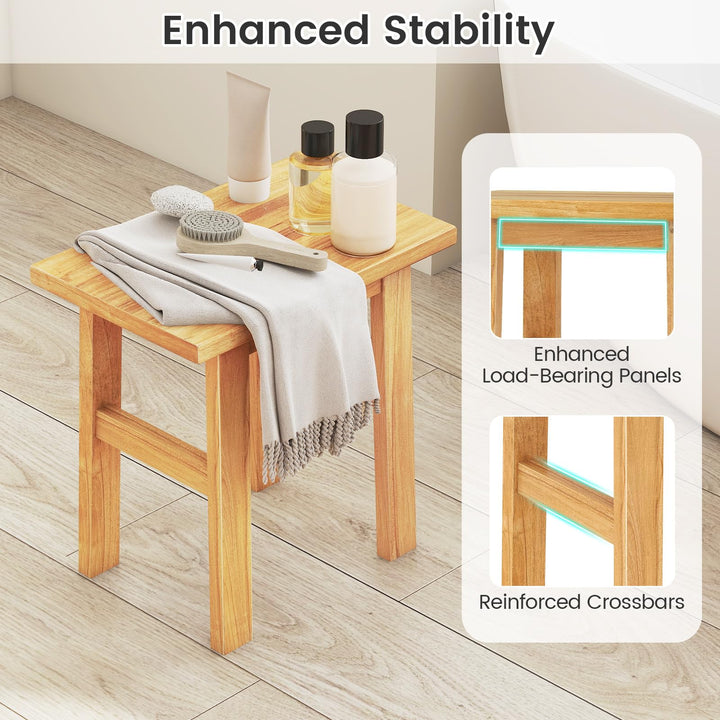 Giantex Solid Teak Shower Bench Stool for Bathroom with Water-Resistant Finish 18''L x 12''W x 18''H
