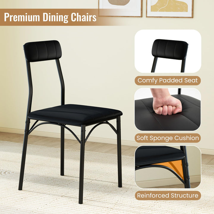 Giantex 3-Piece Dining Table Set Square Kitchen Table with 2 Upholstered Armless Chairs