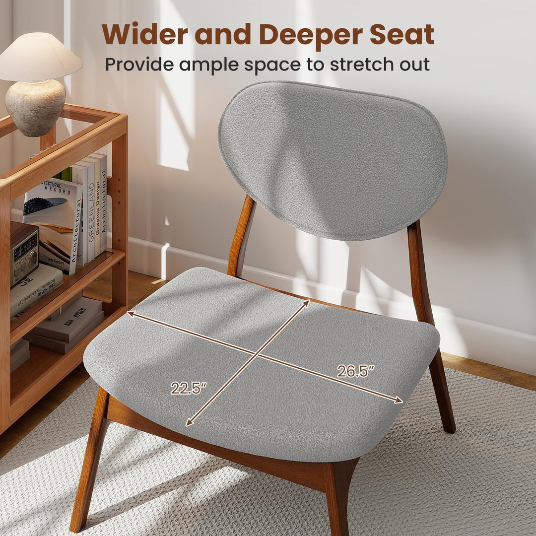 Giantex Lamb Velvet Fabric Upholstered Living Room Chairs with Side Table