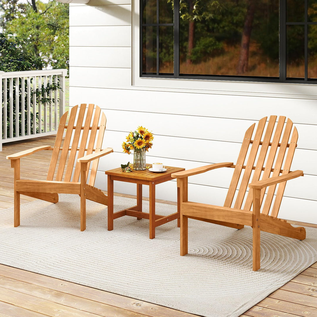Giantex Acacia Wood Patio Adirondack Chair with Inclined Seat and High Backrest