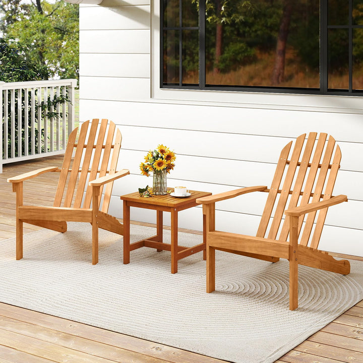 Giantex Acacia Wood Patio Adirondack Chair with Inclined Seat and High Backrest
