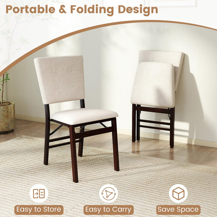 Giantex Foldable Dining Chair Set of 2/4 Armless Kitchen Chair with Padded Seat and Tilt Backrest