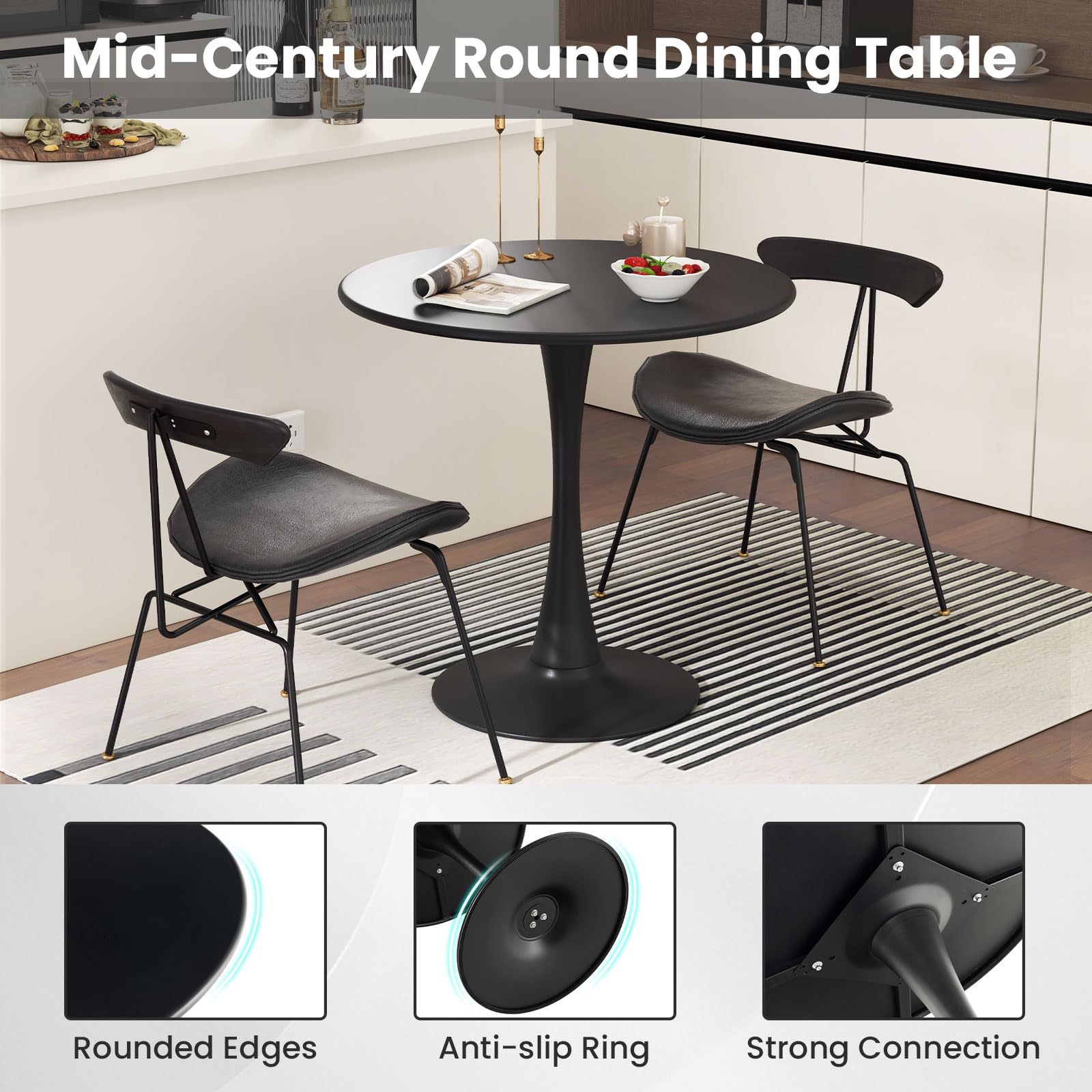 Giantex Black Round Dining Table