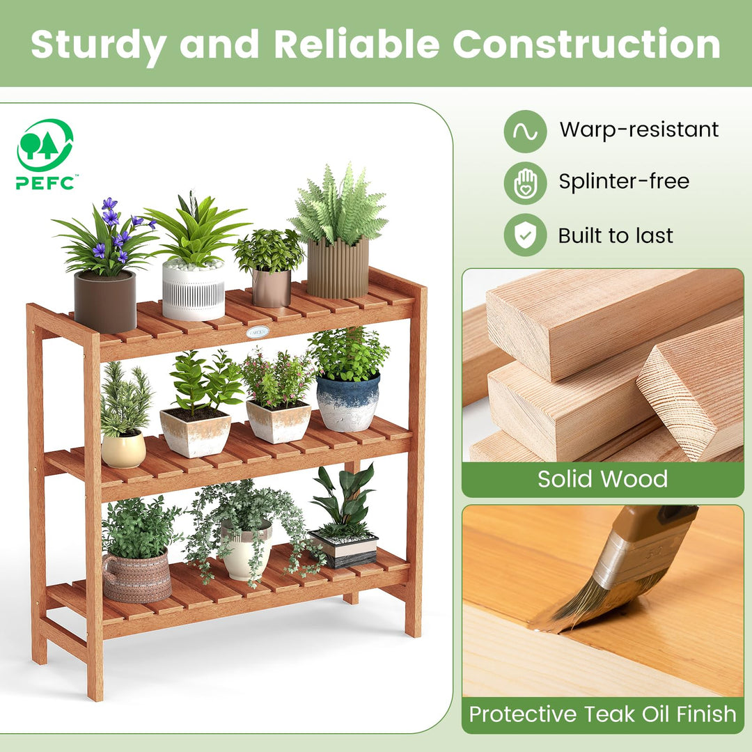 Giantex 3-Tier Solid Wood Plant Stand