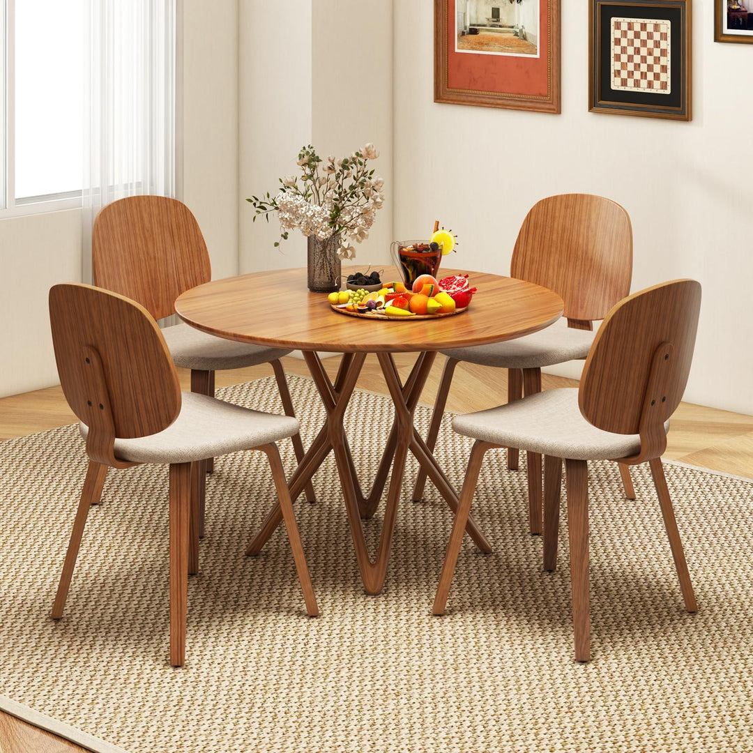 Giantex Wooden Dining Chairs Set of 2/4 Chenille Fabric Upholstered Kitchen Chair w/Bentwood Frame