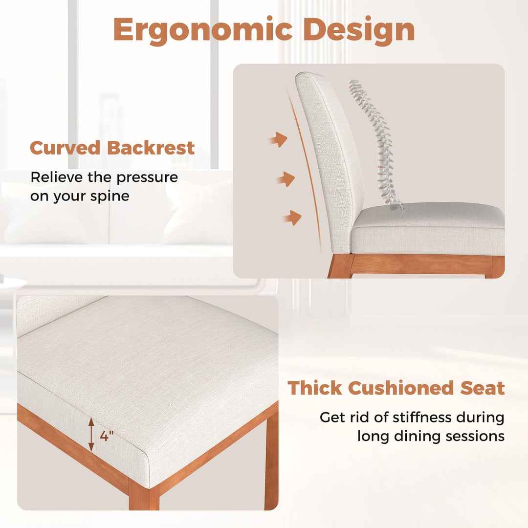 Giantex Upholstered Dining Chairs Set of 2 or 4 Kitchen Armless Side Chair w/Rubber Wood Legs