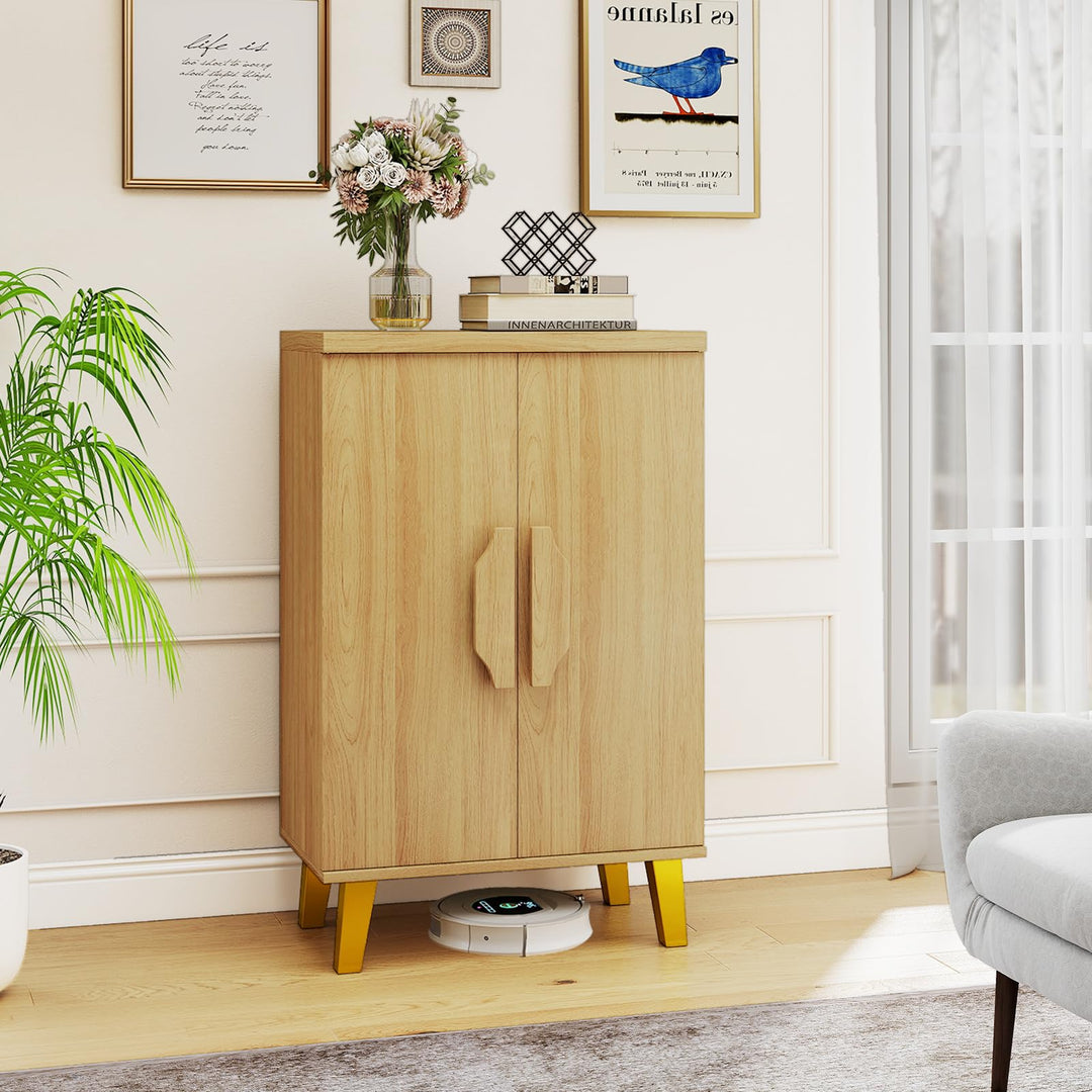 Giantex Sideboard Buffet Cabinet, Kitchen Storage Cabinet with Double Doors & Removable Shelves (Natural Oak,1)