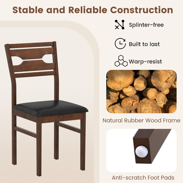 Giantex Wooden Dining Chairs Set of 2/4 PU Leather Upholstered Kitchen Armless Chair