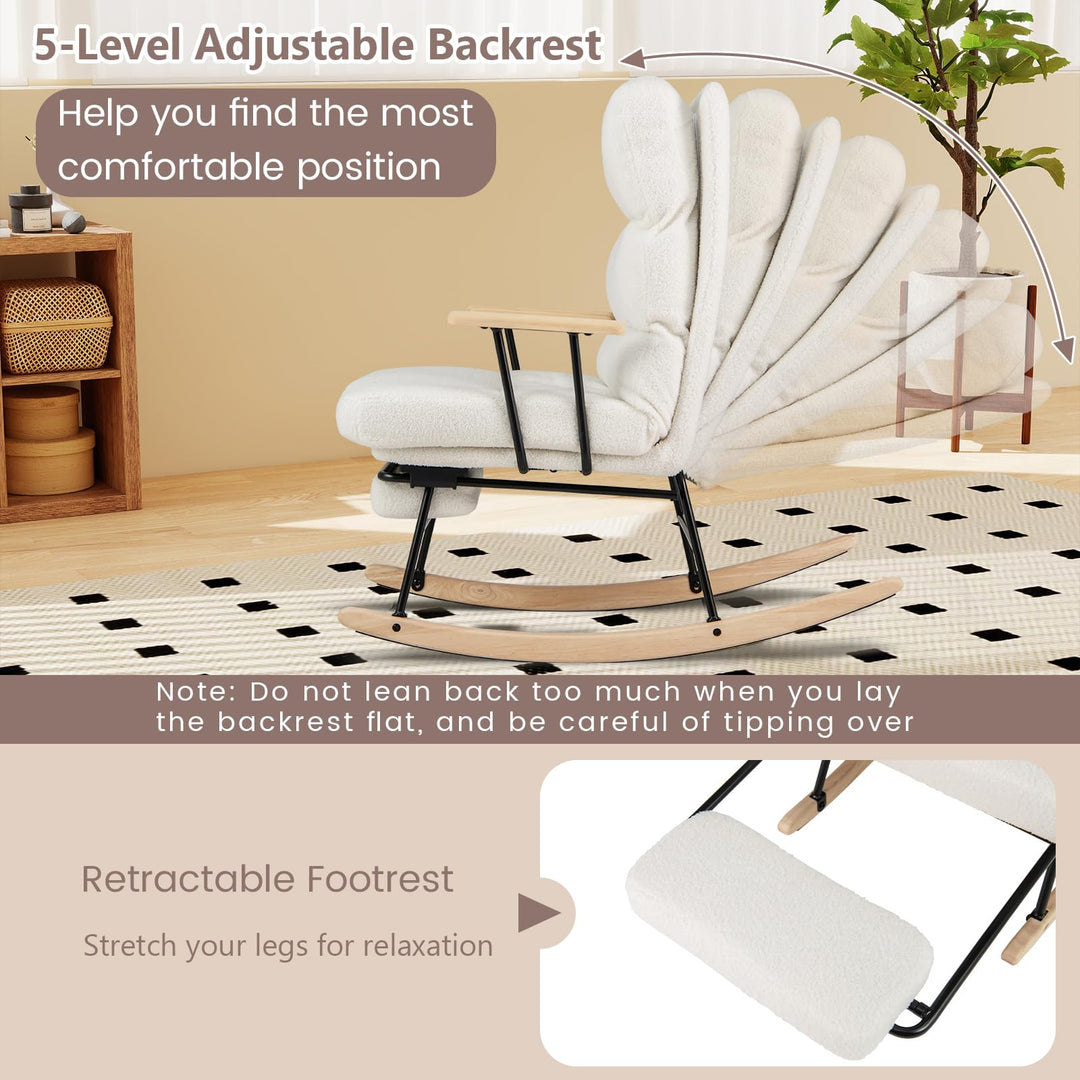 Giantex Nursery Rocking Chair Teddy Velvet Upholstered Rocking Chair