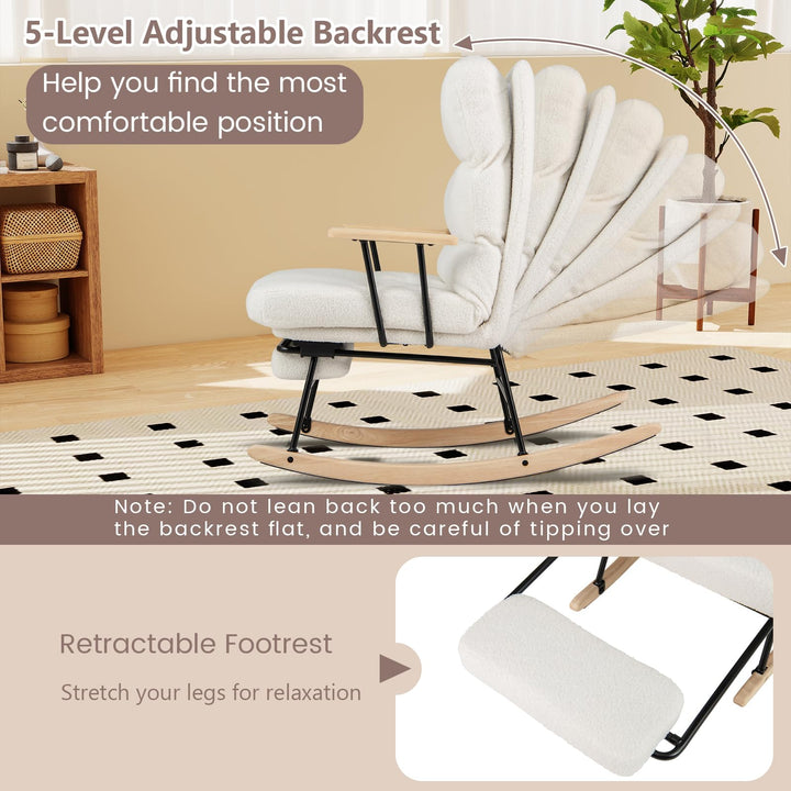 Giantex Nursery Rocking Chair Teddy Velvet Upholstered Rocking Chair