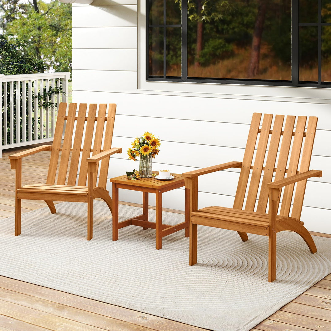 Giantex Acacia Wood Patio Adirondack Chair with Inclined Seat and High Backrest for Porch