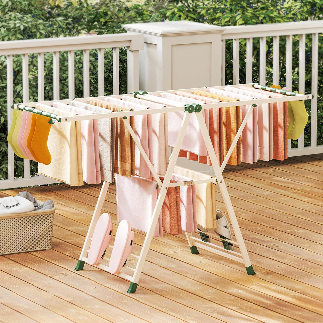 Giantex 64 Inches Clothes Drying Rack with Height Adjustable Wings