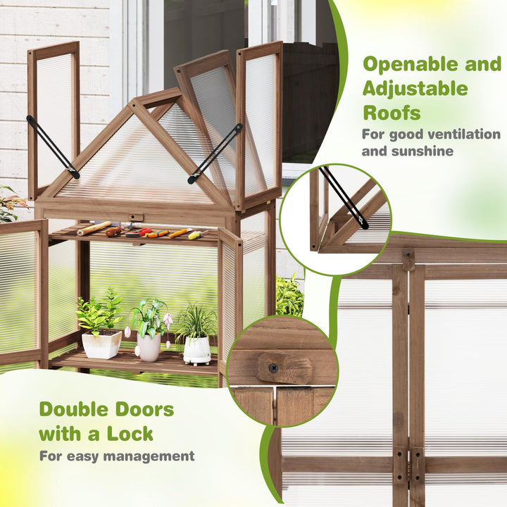 Giantex Garden Cold Frame Mini Greenhouse Storage Shelves