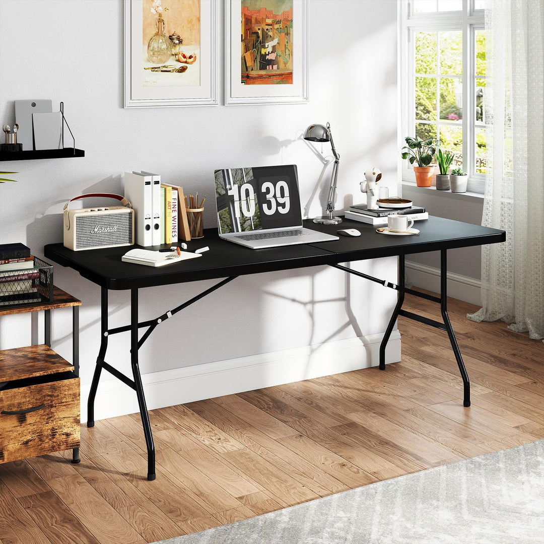 Giantex Folding Picnic Table 6FT Portable Foldable Tables for Party BBQ Metal Legs