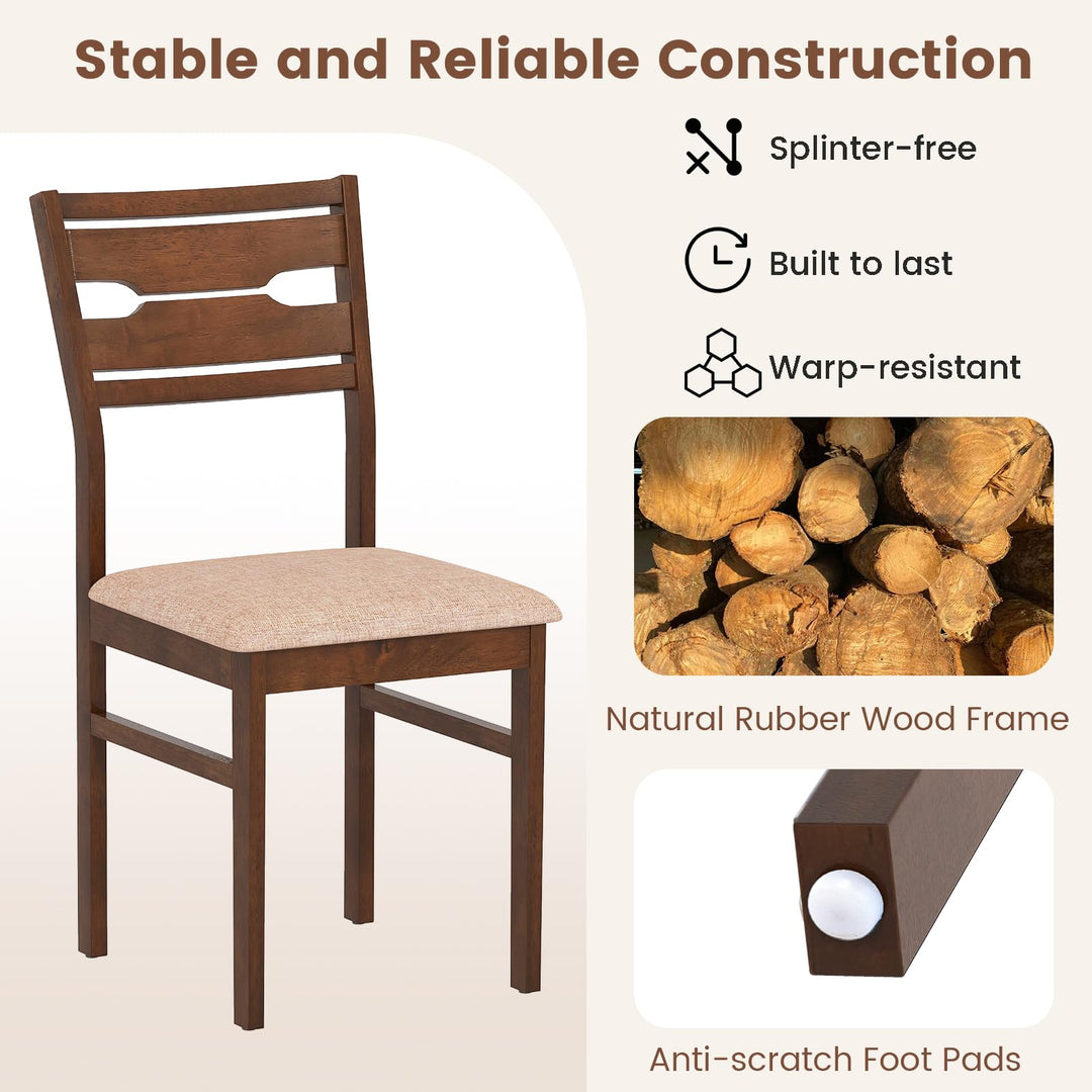 Giantex Wooden Dining Chairs Set of 2/4 Fabric Upholstered Kitchen Armless Chairs