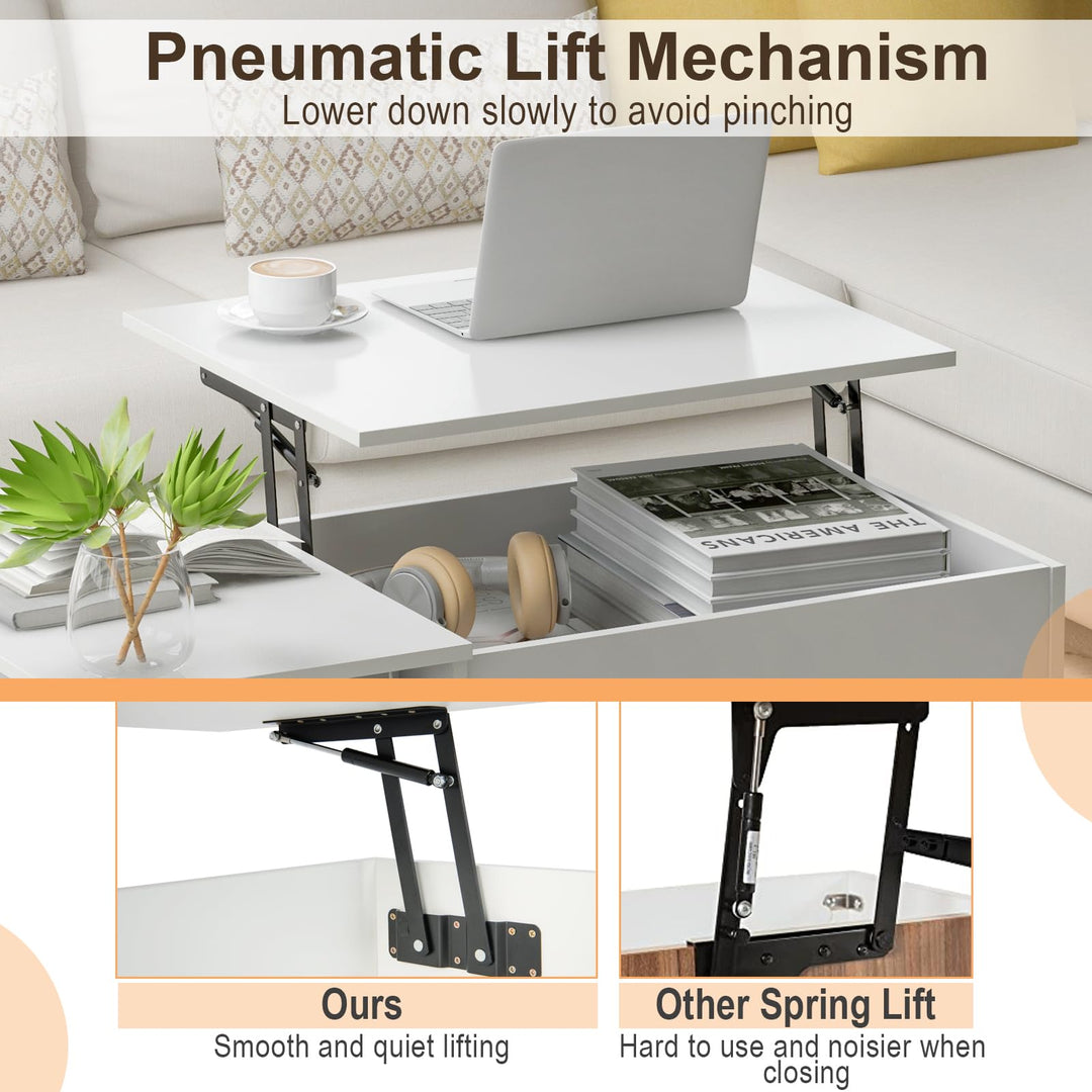 Giantex Lift-Top Coffee Table, Modern Center Table w/Lift Tabletop, Open & Hideaway Compartments