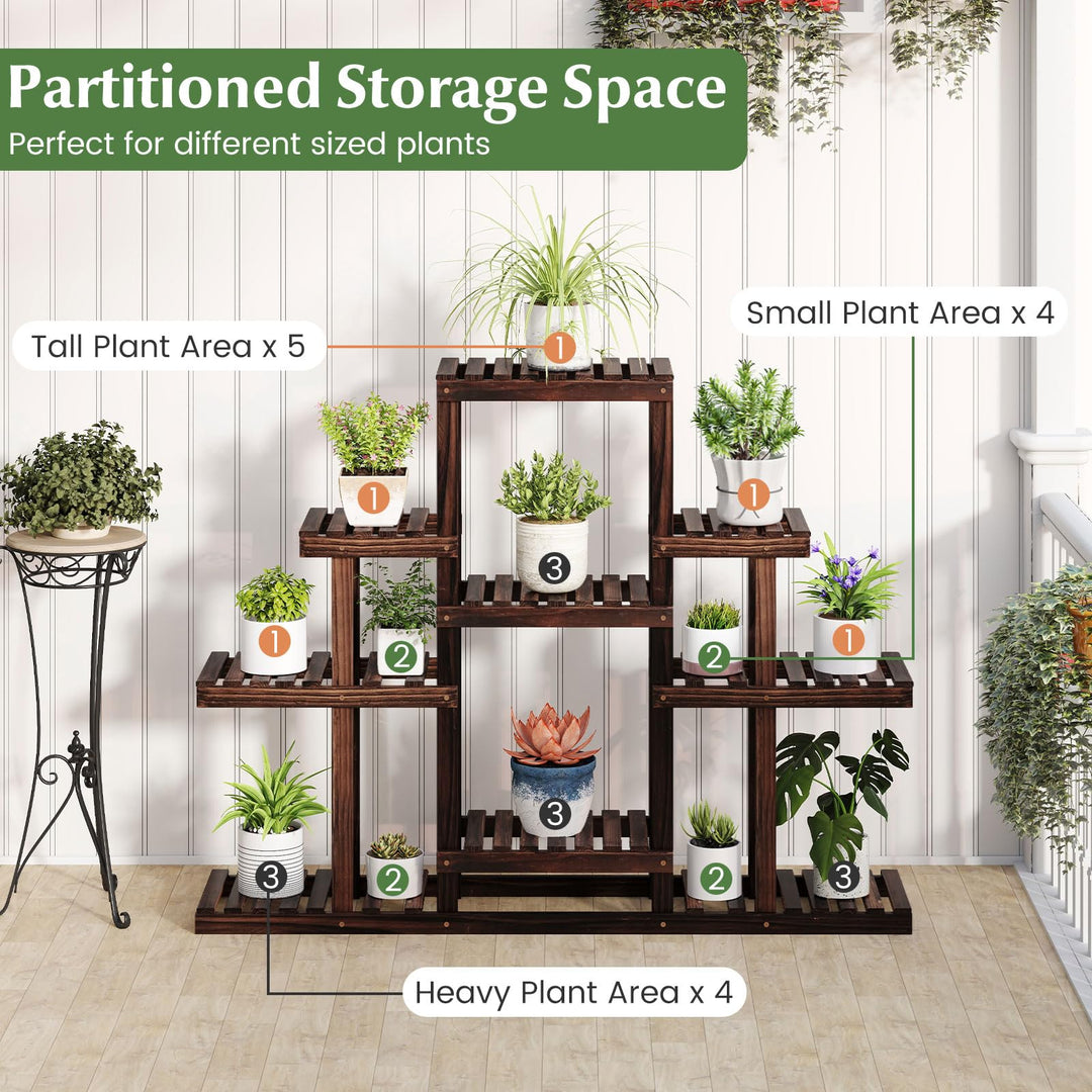 Giantex Plant Stand Indoor & Outdoor 6 Tier Wood Flower Pot Stand for Multiple Plants