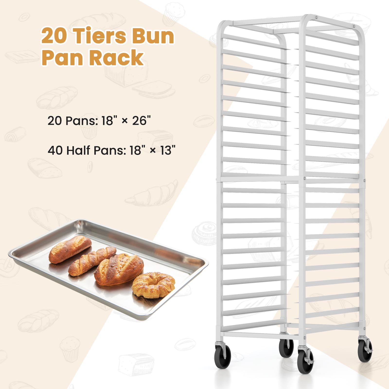 Giantex 20-Tier Kitchen Bun Pan Sheet Rack