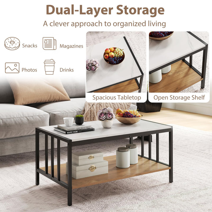 Giantex 2 Tier Coffee Table with Storage for Living Room