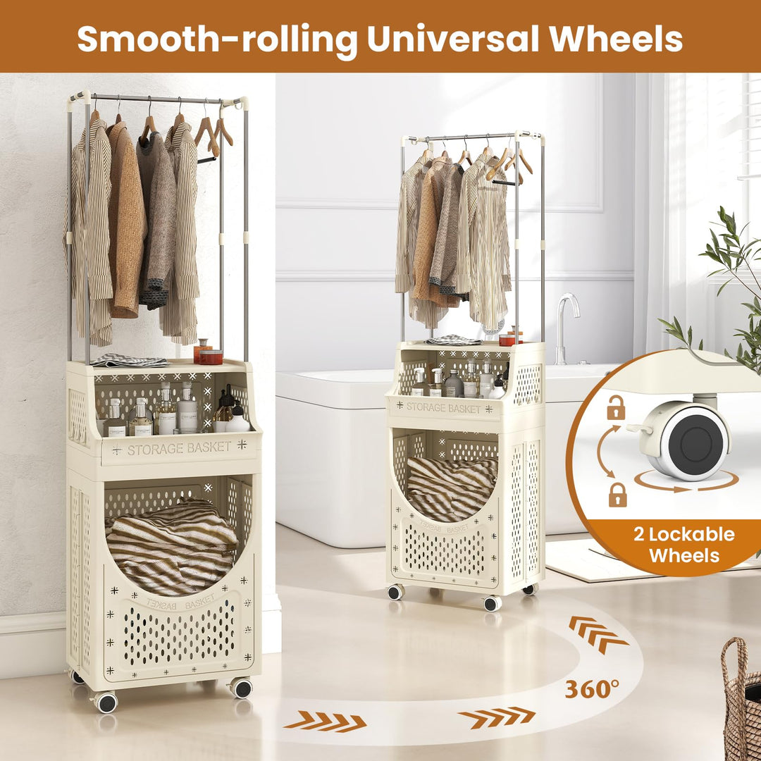 Giantex 3-Tier Laundry Cart with Hanging Rack