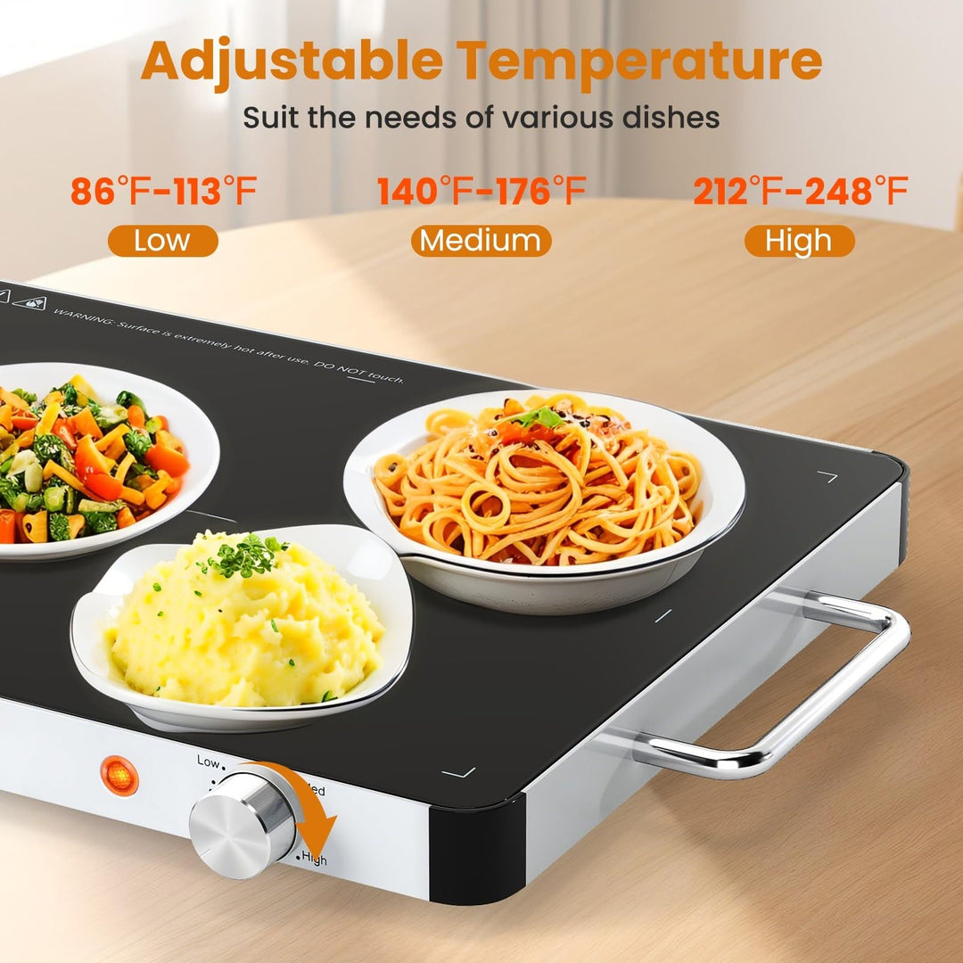 Giantex Electric Warming Tray 16'' x 12'' - Tempered Glass Buffet Server & Food Warmer