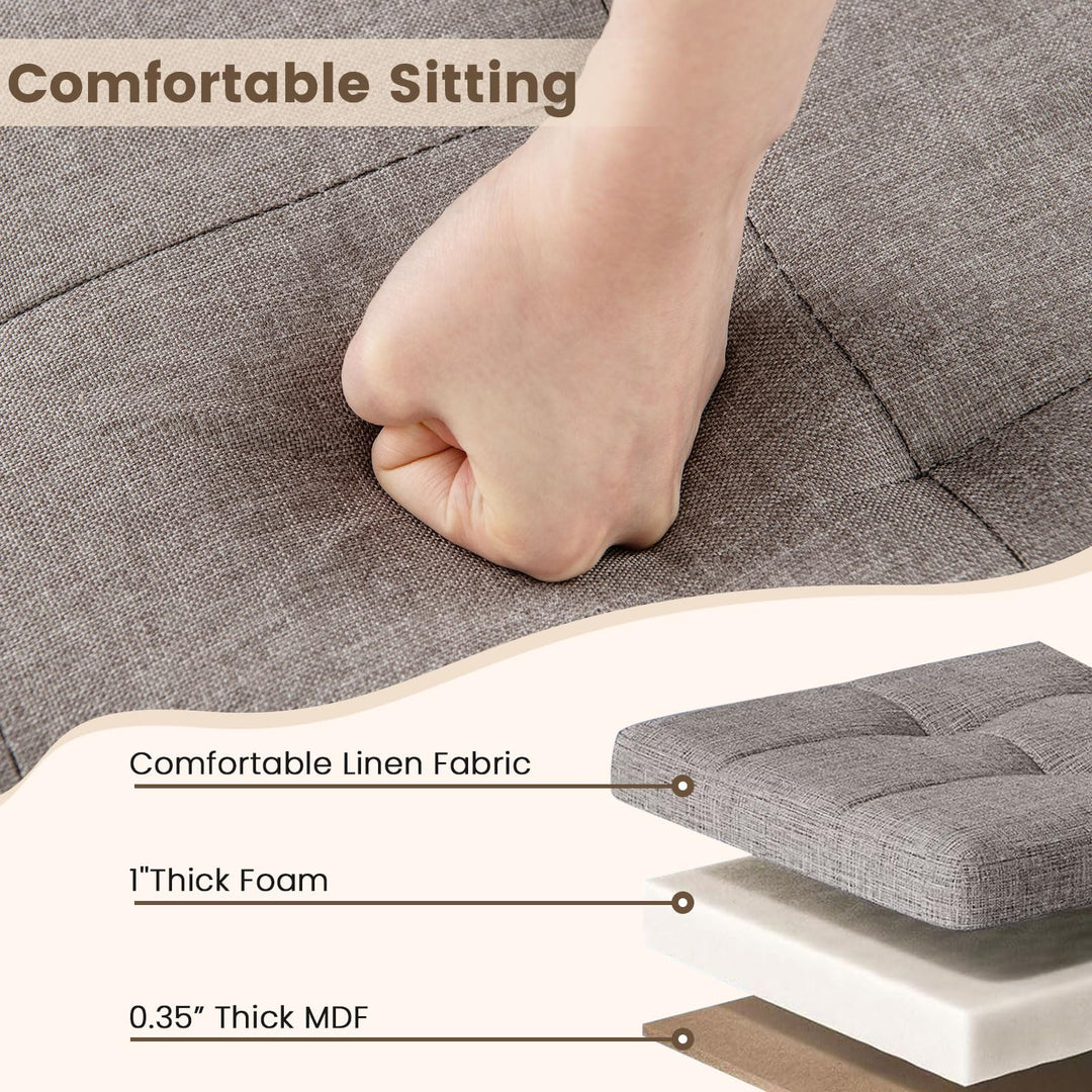 Giantex 30 Inches Storage Ottoman Bench with Tray and Rubber Wood Legs