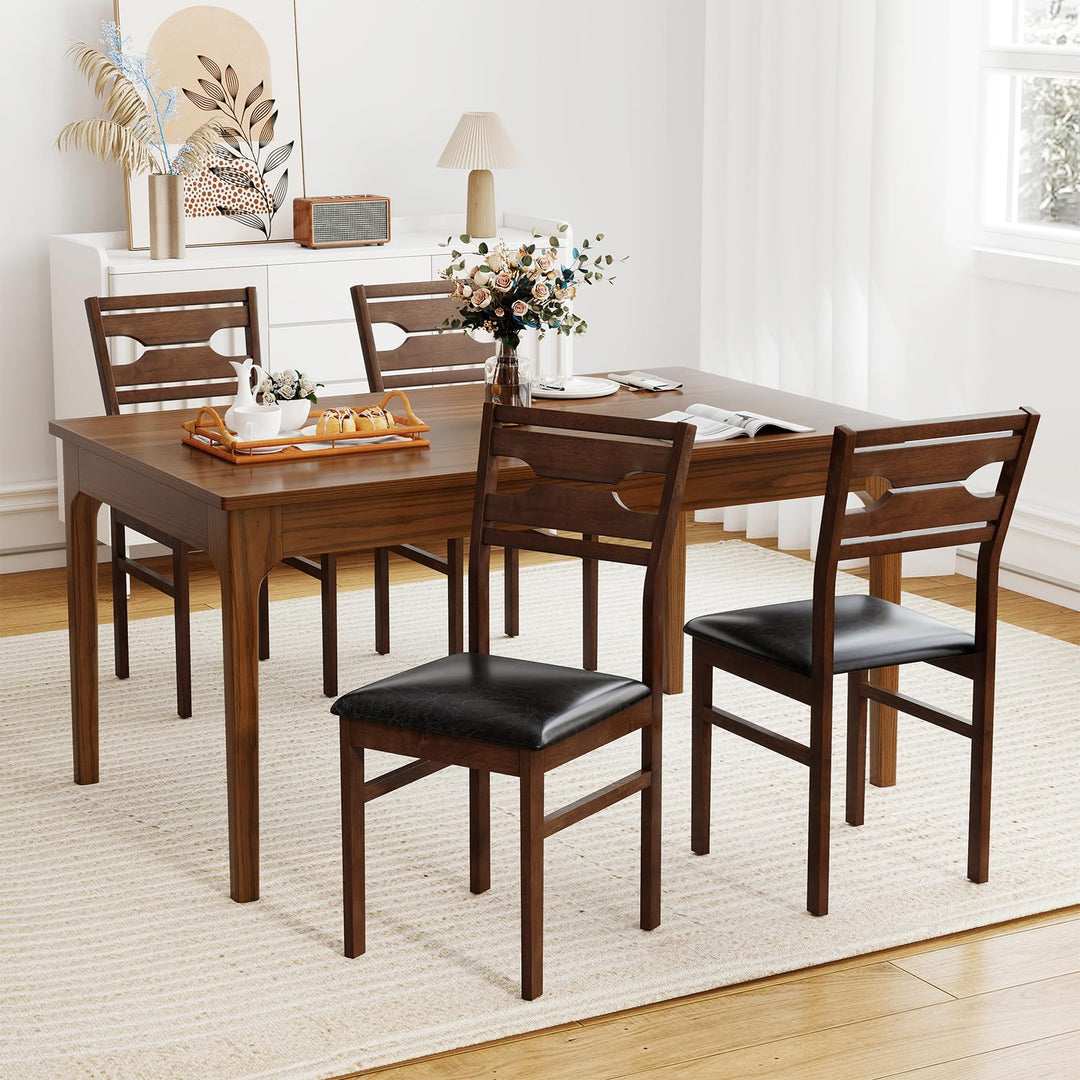 Giantex Wooden Dining Chairs Set of 2/4 PU Leather Upholstered Kitchen Armless Chair