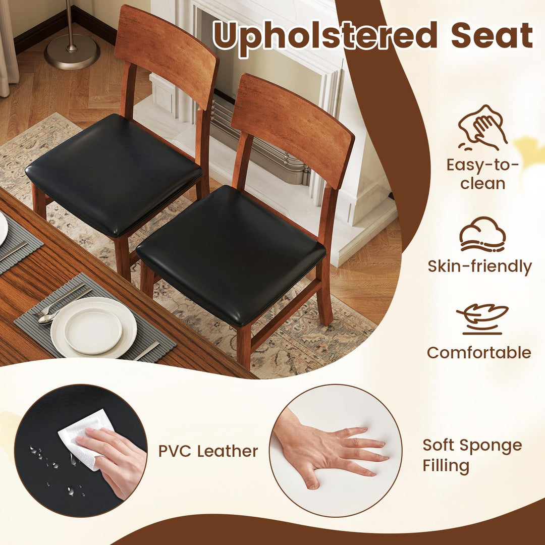 Giantex Wooden Dining Chairs Set Kitchen Side Chairs w/Rubber Wood Legs Faux Leather Upholstered Seat
