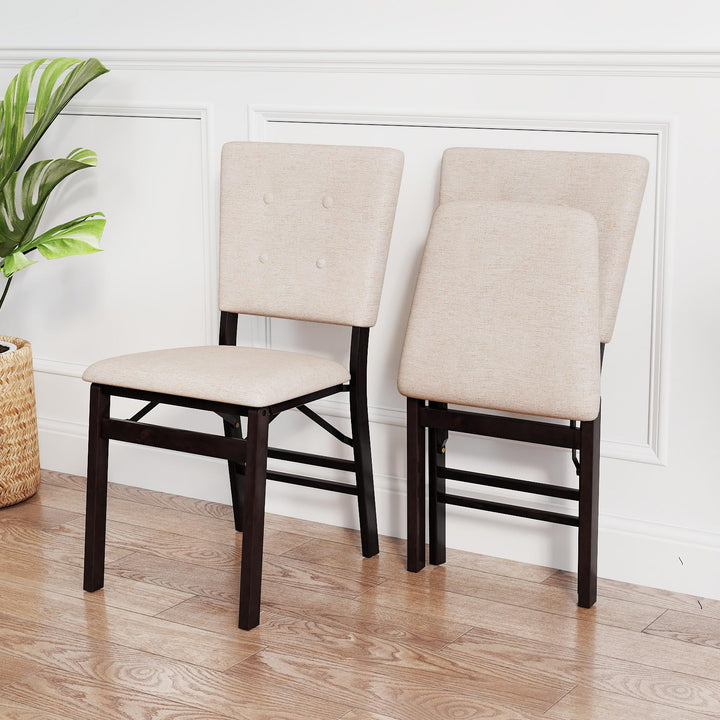 Giantex Foldable Dining Chair Set of 2/4 Armless Kitchen Chair with Padded Seat and Tilt Backrest