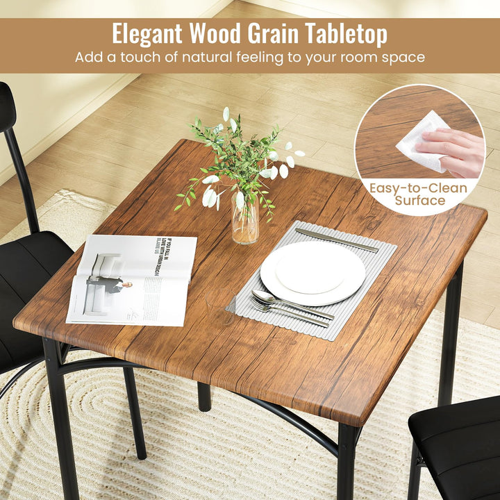Giantex 3-Piece Dining Table Set Square Kitchen Table with 2 Upholstered Armless Chairs