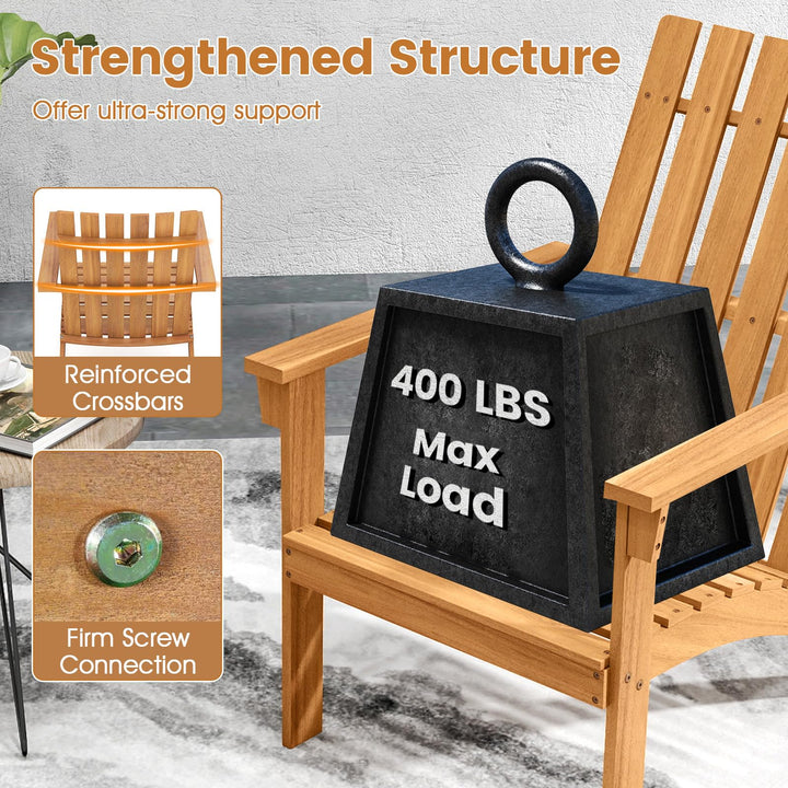 Giantex Acacia Wood Patio Adirondack Chair with Inclined Seat and High Backrest for Porch