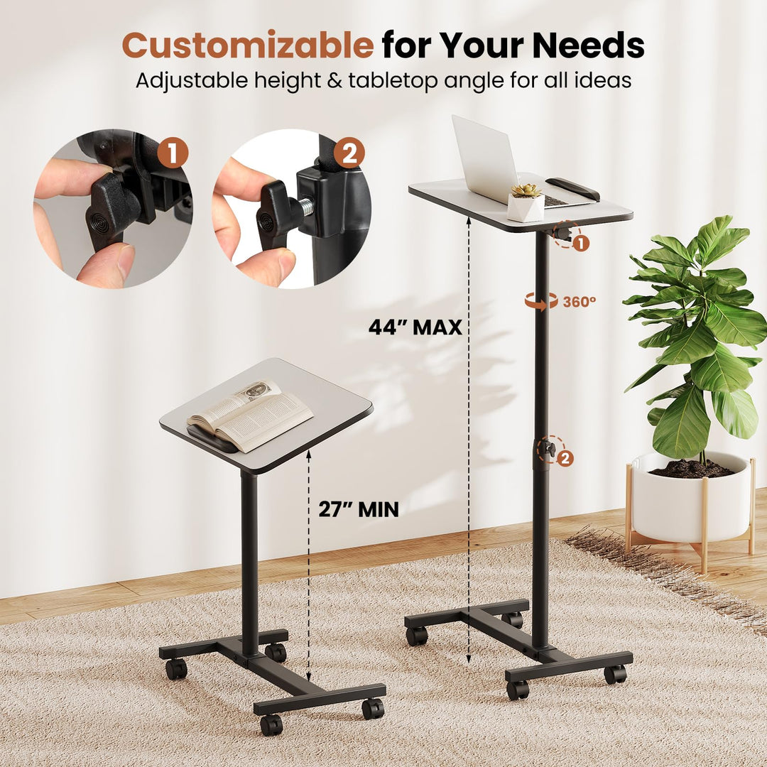 Giantex Overbed Table with Wheels Medical Adjustable Bedside Table