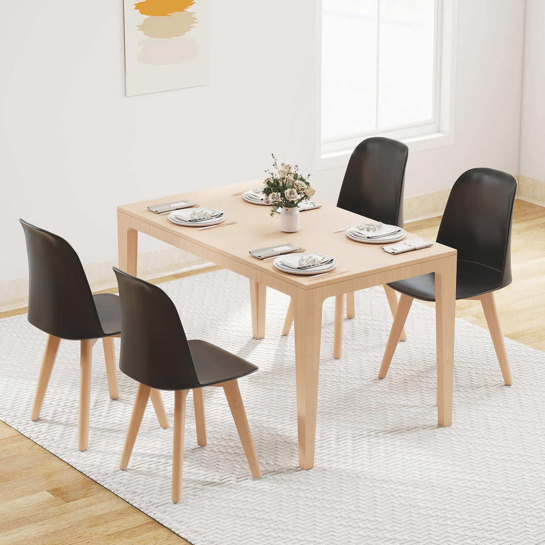 Giantex Modern Dining Chairs Set of 2/4 Armless Kitchen Chair w/Solid Beech Wood Legs