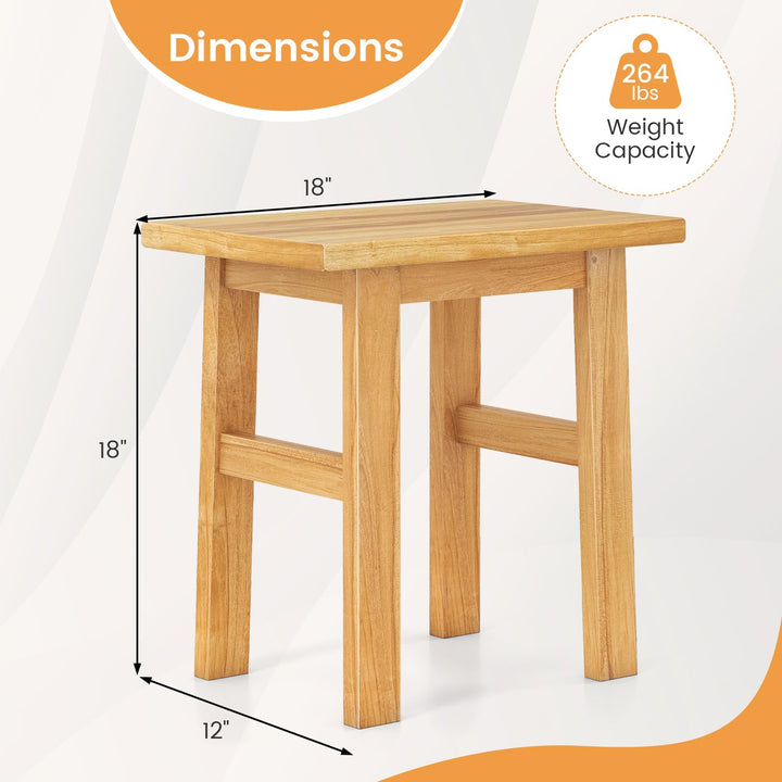 Giantex Solid Teak Shower Bench Stool for Bathroom with Water-Resistant Finish 18''L x 12''W x 18''H