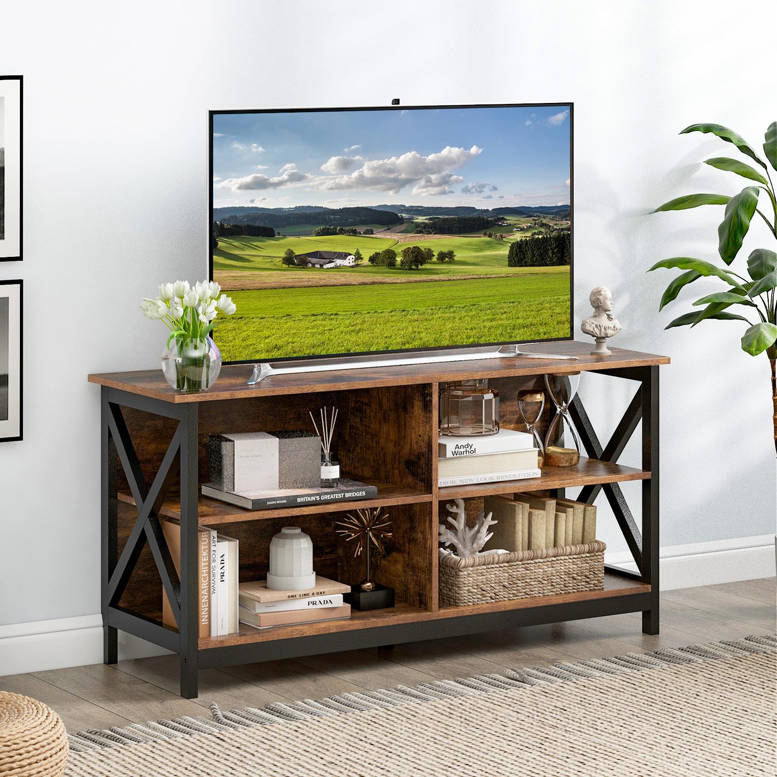 Giantex TV Stands for Living Room - 3-Tier Media Console Table with Storage Shelves