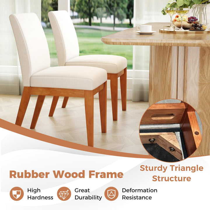 Giantex Upholstered Dining Chairs Set of 2 or 4 Kitchen Armless Side Chair w/Rubber Wood Legs