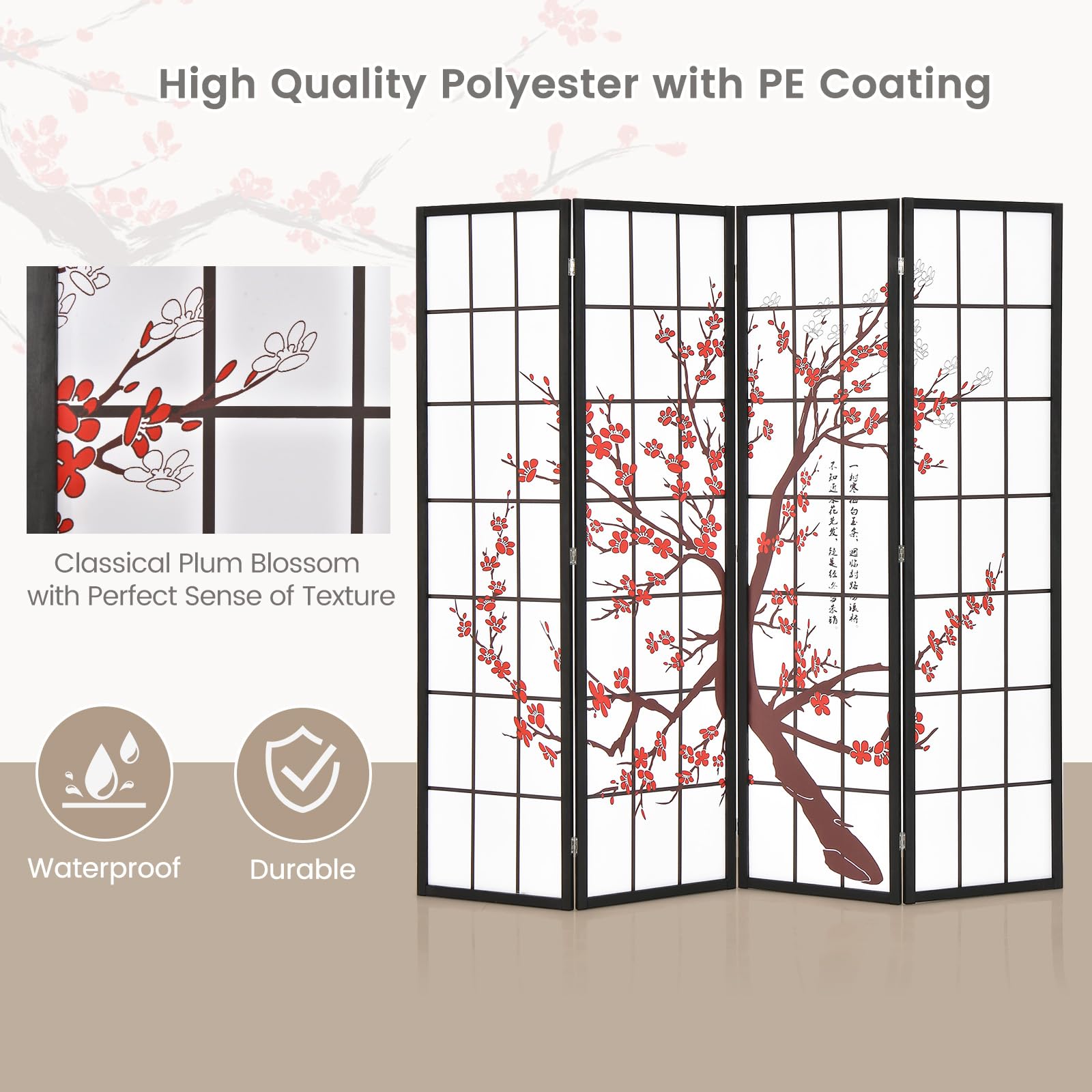 Giantex Room Divider, 4 Panel 6 Ft Room Dividers and Folding Privacy Screens