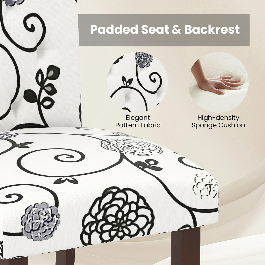 Giantex Upholstered Dining Chairs Set of 2/4 Button Tufted Fabric Upholstered Parson Chairs