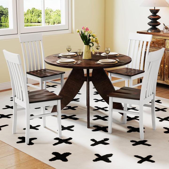 Giantex Wooden Dining Chairs Set of 2/4 with Hollowed Backrests & Rubber Wood Seats