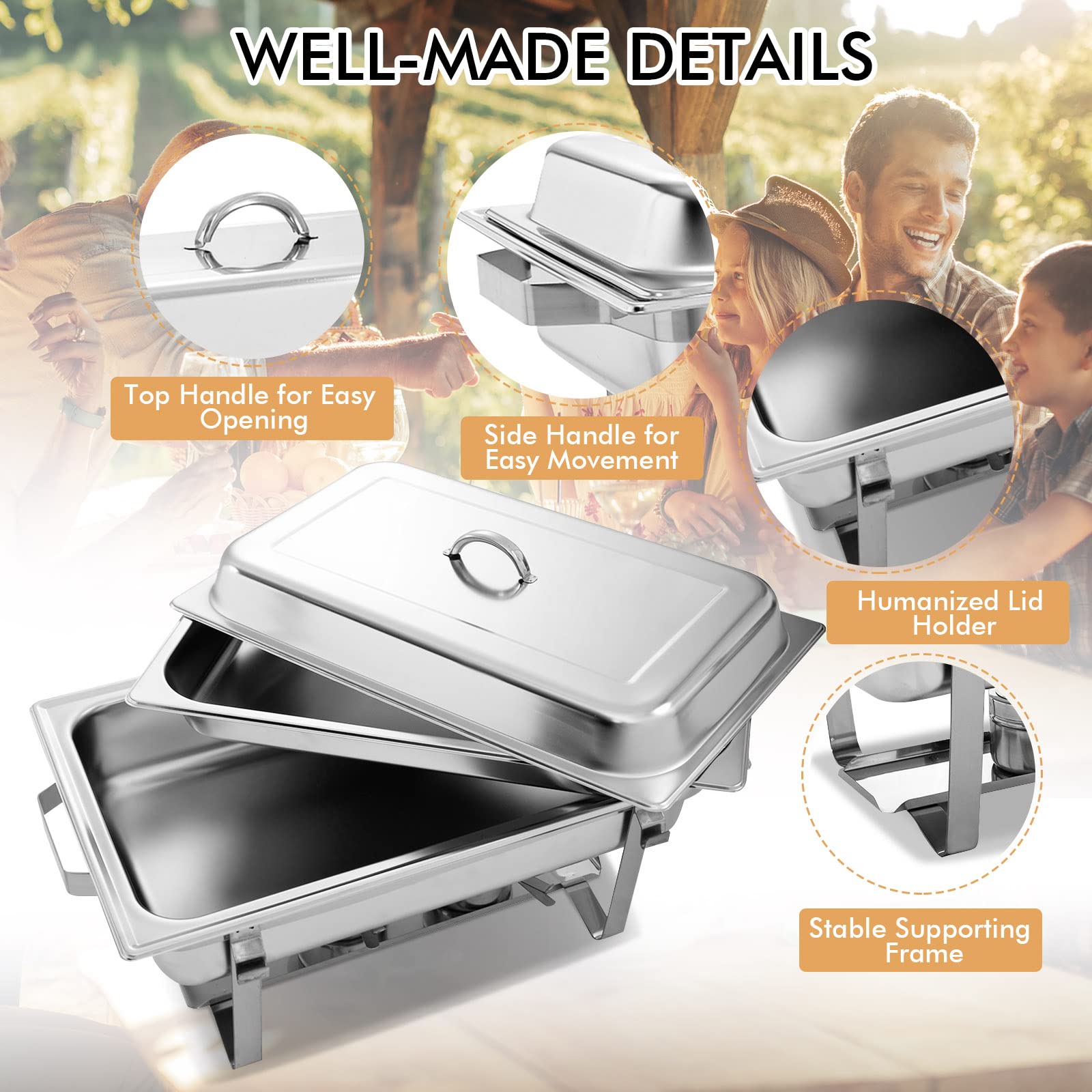 Giantex 2 Packs Chafing Dish 9 Quart Chafter Dishes Stainless Steel
