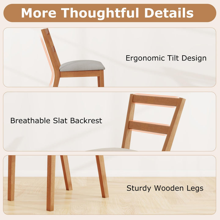 Giantex Wooden Dining Chairs Set of 2/4 Farmhouse Upholstered Kitchen Chairs with Rubber Wood Legs & Fabric Padded Seat