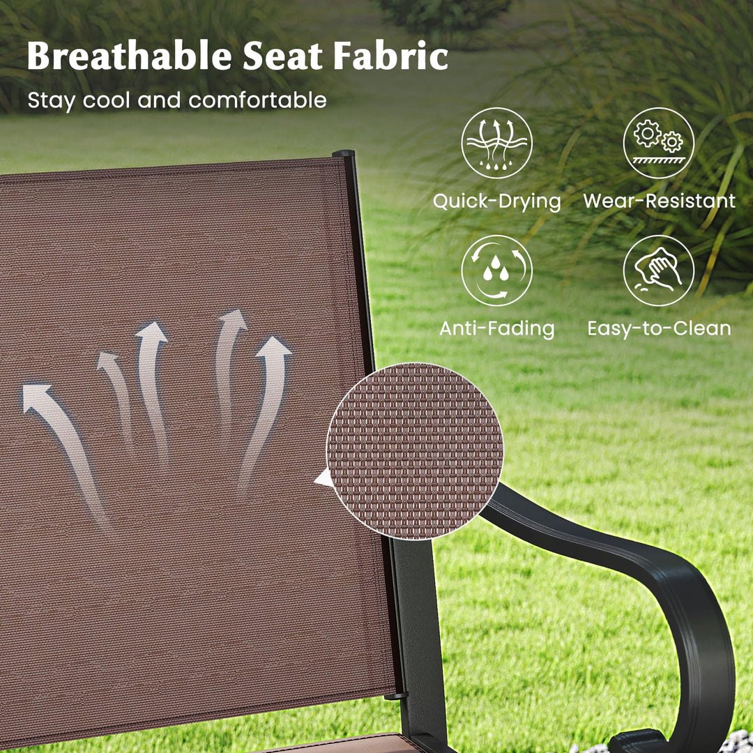 Giantex Counter Height Tall Patio Chairs with Breathable Mesh Fabric & Metal Frame