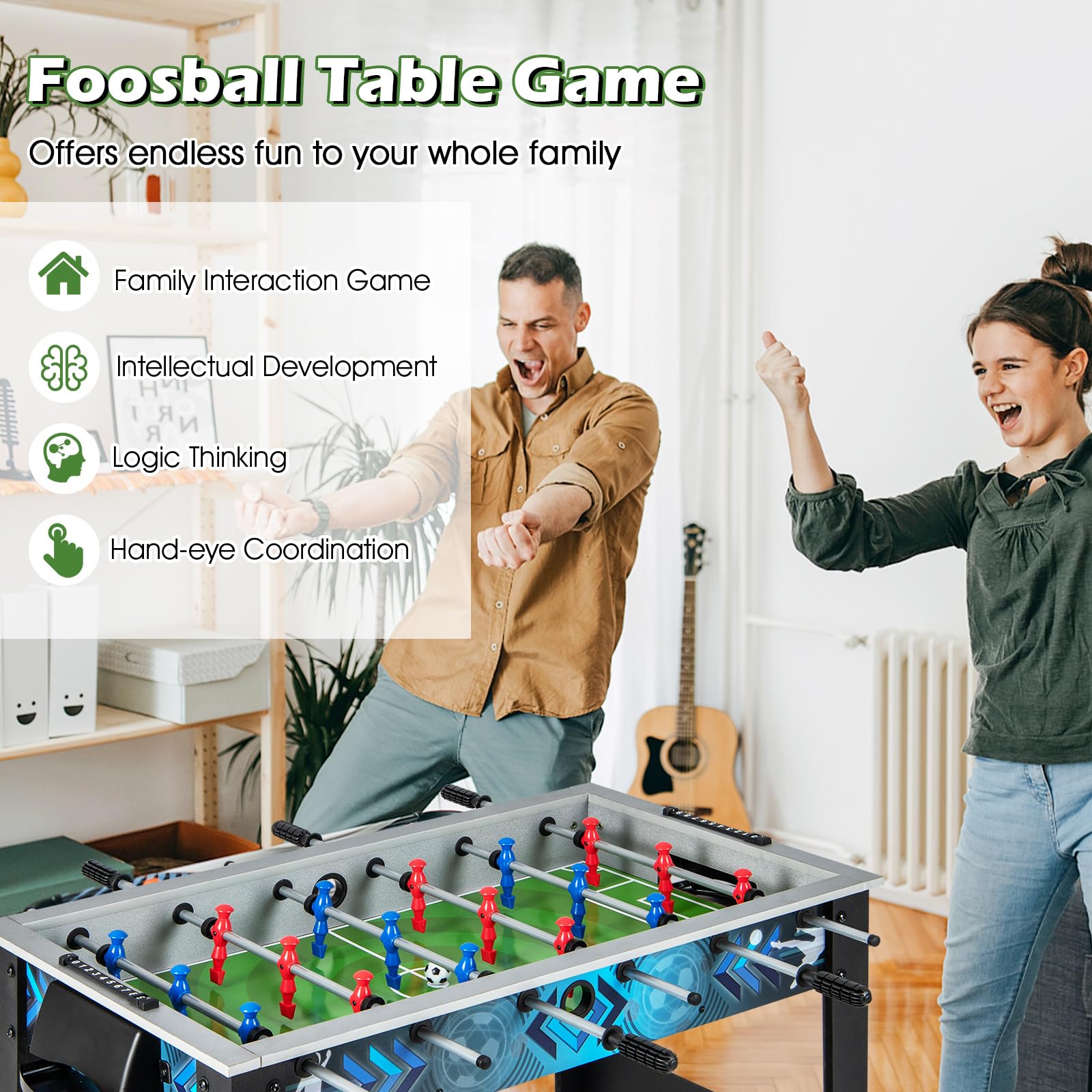 Giantex Foosball Table, 37.5" Foosball Table Adult Size, with 2 Balls, Smooth Handle