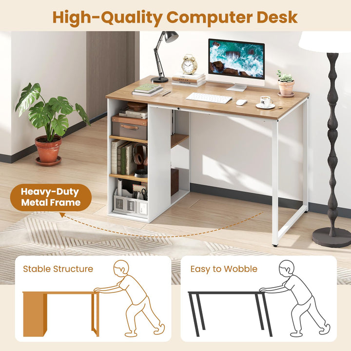 Giantex Computer Desk with Storage Shelves for Bedroom