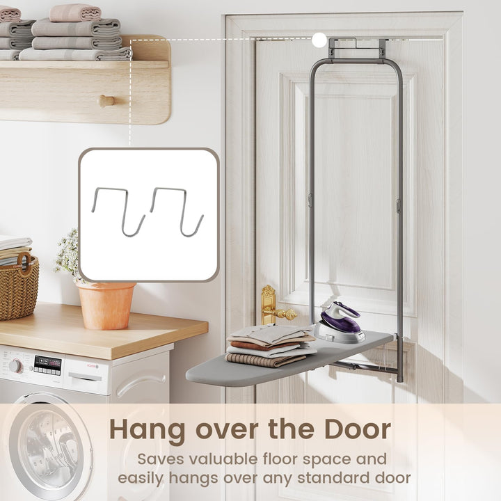 Giantex Over The Door Ironing Board with Iron Holder Space-Saving Hanging Iron Board