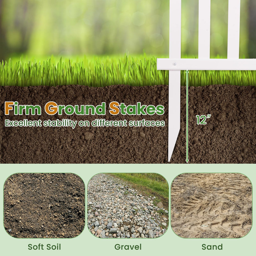 Giantex White Picket Fence - 2 Panels, 80''W x 37.5''H Decorative Outdoor Garden Fence