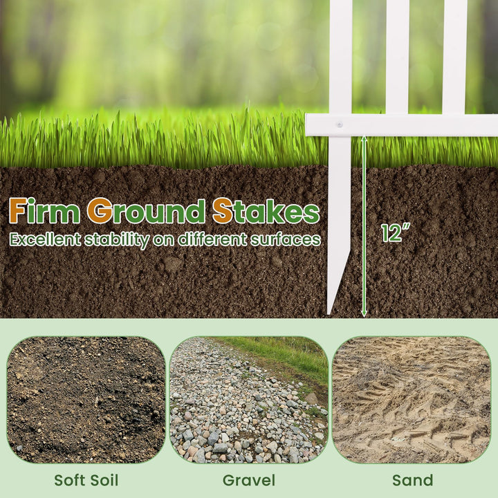 Giantex White Picket Fence - 2 Panels, 80''W x 37.5''H Decorative Outdoor Garden Fence