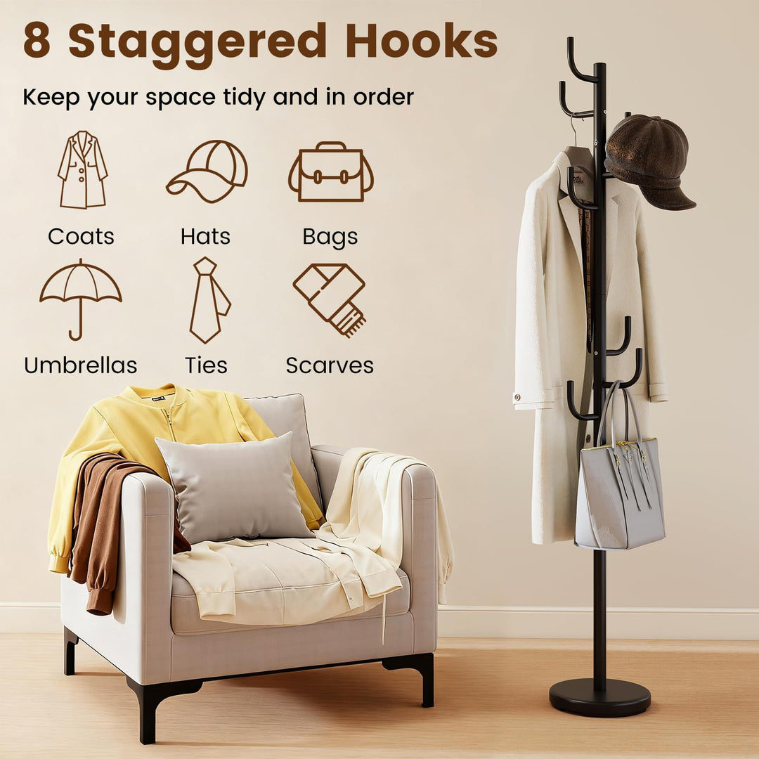 Giantex 69" Metal Coat Rack 8-Hook Cactus Clothes Stand