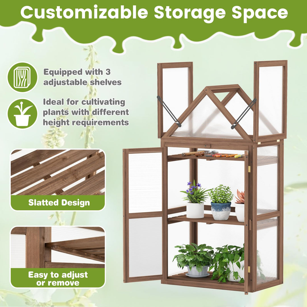 Giantex Garden Cold Frame Mini Greenhouse Storage Shelves