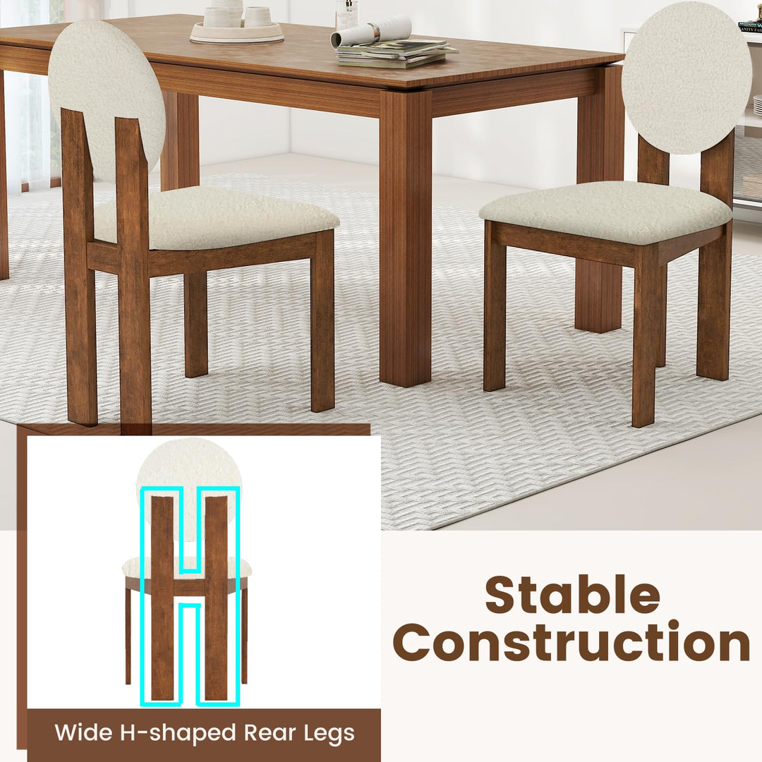 Giantex Sherpa Dining Chairs Set of 2/4 Mid Century Modern Kitchen Chairs w/Rubber Wood Legs